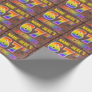 Graffiti Rainbow Look 67E VERJAARDAG! & Aangepaste Cadeaupapier