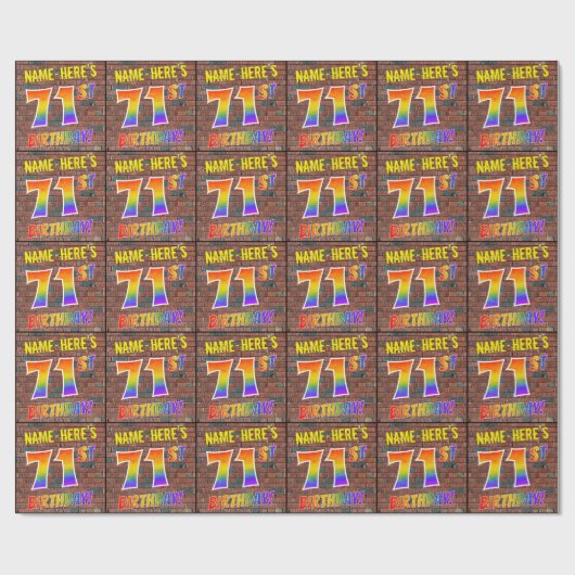 Graffiti Rainbow Look 71E VERJAARDAG! & Aangepaste Cadeaupapier (Vlak)
