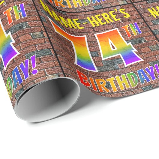 Graffiti Rainbow Look 74E VERJAARDAG! & Aangepaste Cadeaupapier (Rol Hoek)