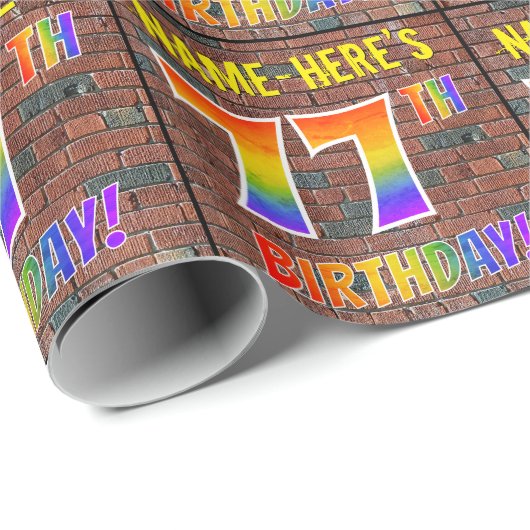 Graffiti Rainbow Look 77E VERJAARDAG! & Aangepaste Cadeaupapier (Rol Hoek)