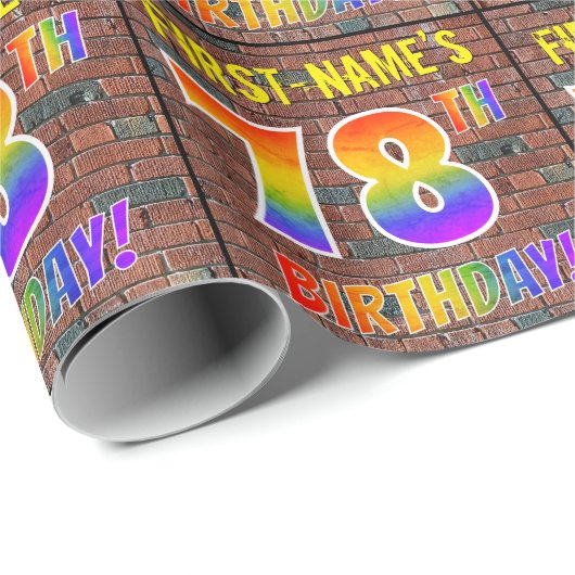 Graffiti Rainbow Look 78E VERJAARDAG! & Aangepaste Cadeaupapier (Rol Hoek)