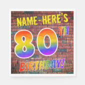 Graffiti Rainbow Look 80TH BIRTHDAY! + Aangepaste  Servet (Voorkant)
