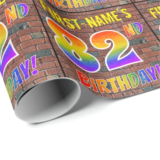 Graffiti Rainbow Look 82E VERJAARDAG! & Aangepaste Cadeaupapier (Rol Hoek)