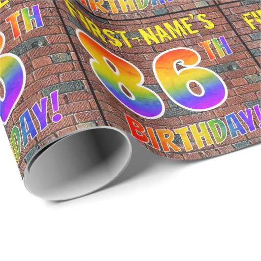 Graffiti Rainbow Look 86E VERJAARDAG! & Aangepaste Cadeaupapier (Rol Hoek)