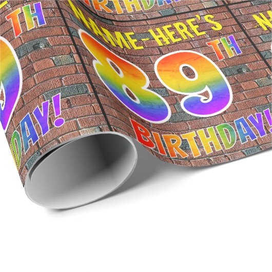 Graffiti Rainbow Look 89E VERJAARDAG! & Aangepaste Cadeaupapier (Rol Hoek)
