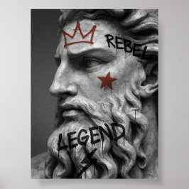 Graffiti Rebel King buste met kroon Poster