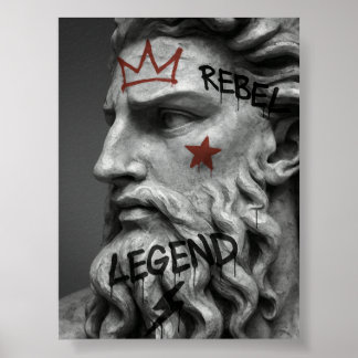Graffiti Rebel King buste met kroon Poster