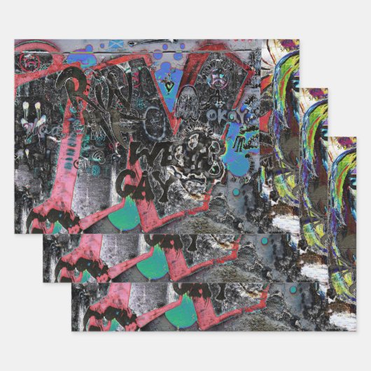 Graffiti Red Black letters Urban Street Art Inpakpapier Vel (Set)