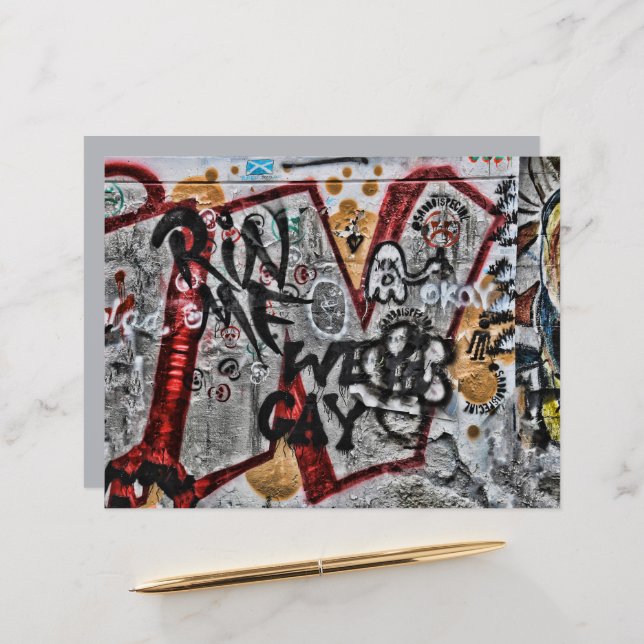 Graffiti Red Gray Letters Urban Street Wall Art (Voorkant / Achterkant in situ)