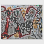 Graffiti Red Gray Letters Urban Street Wall Art Cadeaupapier (Vlak)