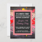 Graffiti Red Letters Birthday Invitation Kaart (Voorkant)