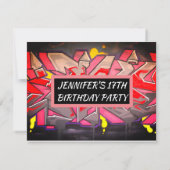 Graffiti Red Letters Birthday Invitation Kaart (Achterkant)