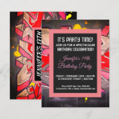 Graffiti Red Letters Birthday Invitation Kaart (Voorkant / Achterkant)