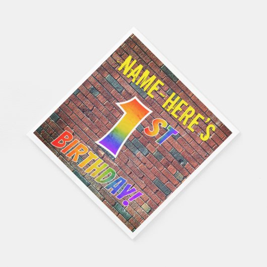 Graffiti Regenboog Look 1STE VERJAARDAG! + Aangepa Servet (Hoek)