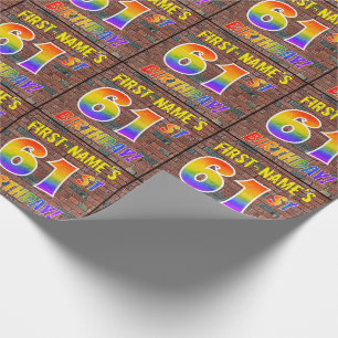 Graffiti Regenboog Look 61STE VERJAARDAG! & Aangep Cadeaupapier