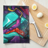 Graffiti reptiel theedoek (Quarter Fold)