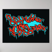 GRAFFITI rode/blauwe hoekMASSIEVE LOGO afdrukken/p Poster (Voorkant)