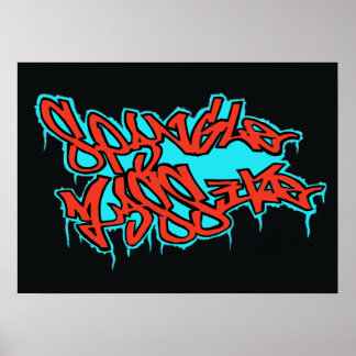 GRAFFITI rode/blauwe hoekMASSIEVE LOGO afdrukken/p Poster