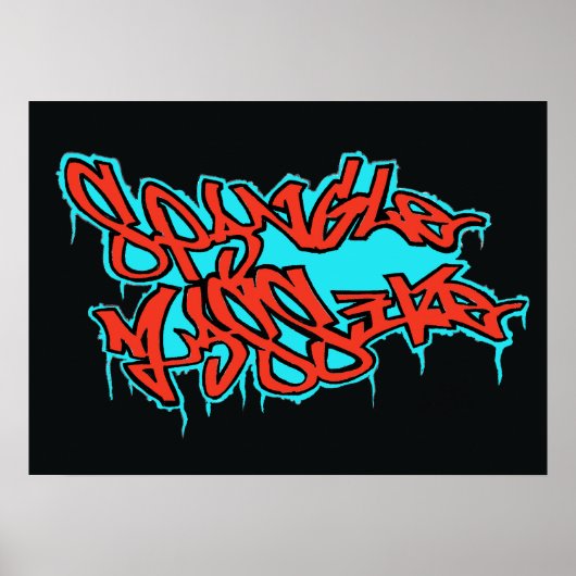 GRAFFITI rode/blauwe hoekMASSIEVE LOGO afdrukken/p Poster (Voorkant)