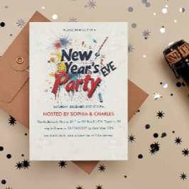 Graffiti rood en beige oudejaarsfeest kaart