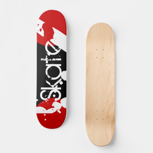 Graffiti Rood, zwart-wit monogram skateboard (Voorkant)