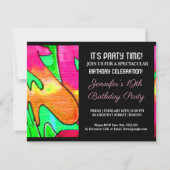 Graffiti Roze Abstracte Brieven Verjaardagsuitnodi Kaart (Voorkant)