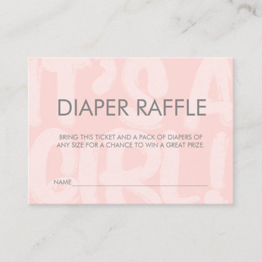 Graffiti roze Baby shower Diaper Raffle Ticket Informatiekaartje (Voorkant)