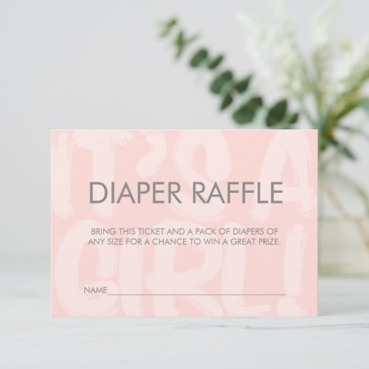 Graffiti roze Baby shower Diaper Raffle Ticket Kaart (Staand voorkant)