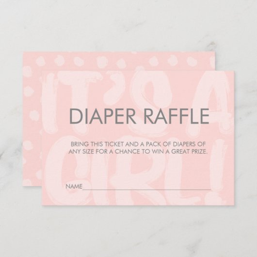 Graffiti roze Baby shower Diaper Raffle Ticket Kaart (Voorkant / Achterkant)