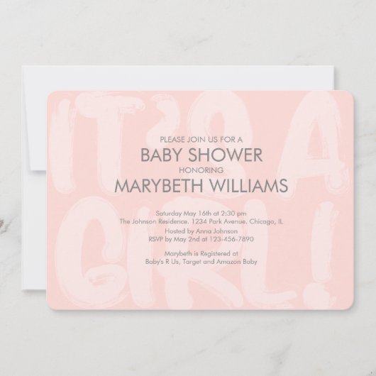 Graffiti roze Baby shower Uitnodiging (Voorkant)