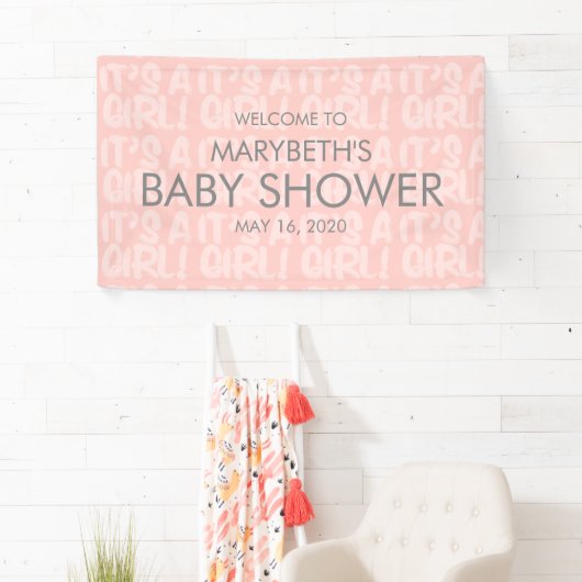 Graffiti roze Baby shower Welkomstbanner Spandoek (Insitu)