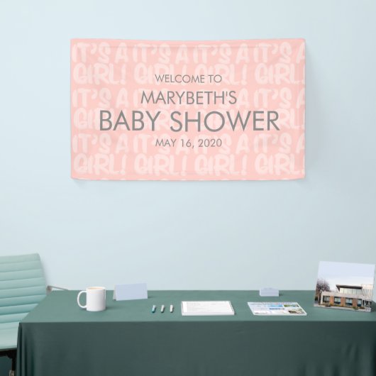 Graffiti roze Baby shower Welkomstbanner Spandoek (Beurs)