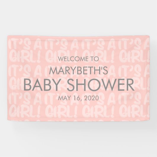 Graffiti roze Baby shower Welkomstbanner Spandoek (Horizontaal)