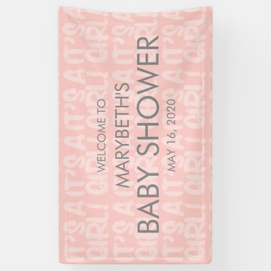 Graffiti roze Baby shower Welkomstbanner Spandoek (Verticaal)