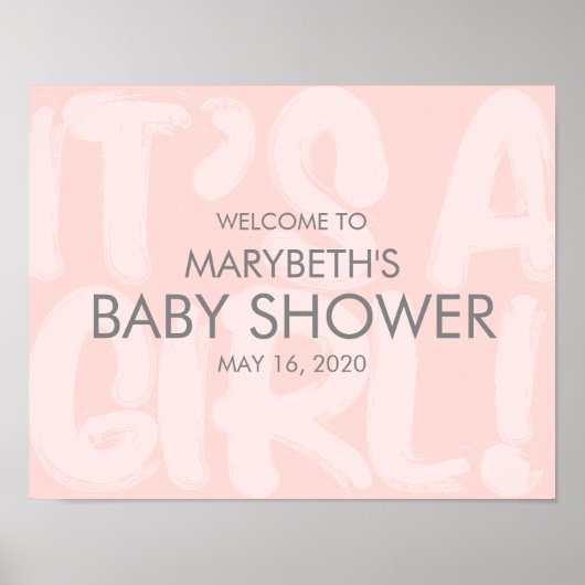 Graffiti roze Baby shower Welkomstteken Poster (Voorkant)