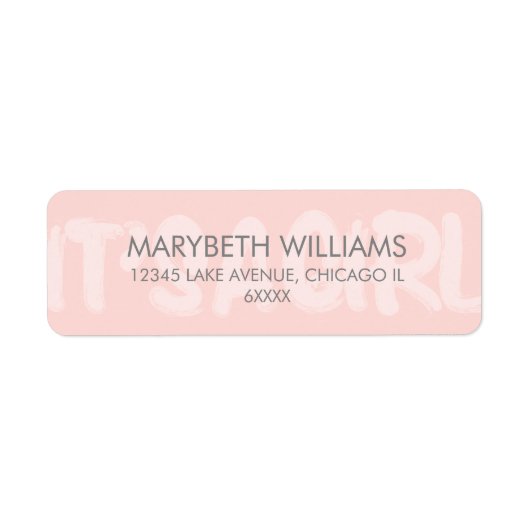 Graffiti roze een meisje Baby shower Adres label (Voorkant)