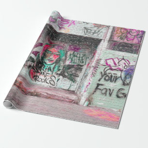 Graffiti roze groene mrunge Urban Street Wall Art Cadeaupapier