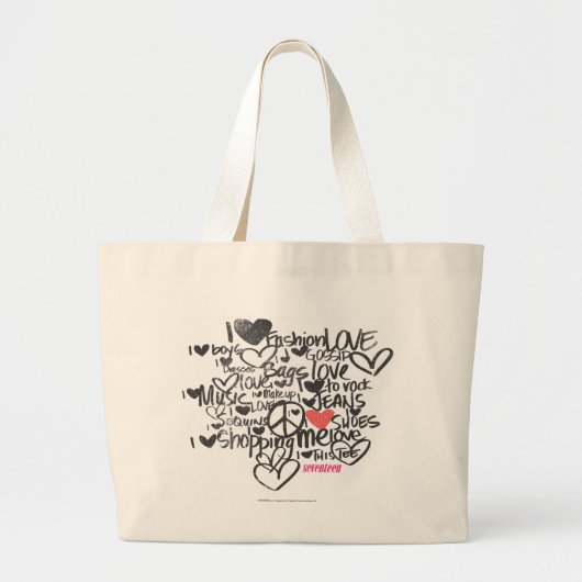 Graffiti roze grote tote bag (Voorkant)