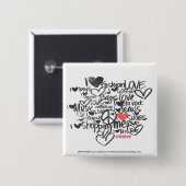 Graffiti roze vierkante button 5,1 cm (Voorkant /achterkant)