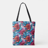 Graffiti Rozen Rood & Blauw Urban Art Design Tote Bag (Achterkant)