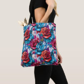 Graffiti Rozen Rood & Blauw Urban Art Design Tote Bag (Dichtbij)