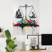 Graffiti Schalen van Ongelijkheid – Protestkunst i Poster (Thuiskantoor)