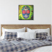 Graffiti SCHEDEL bloem patroon schedel Canvas Afdruk (Insitu (Slaapkamer))
