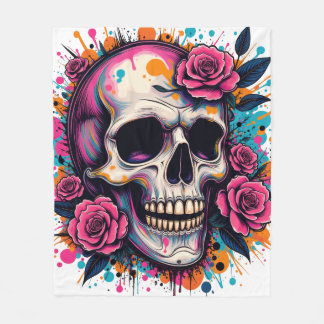 Graffiti Schedel & Rozen Fleece Deken