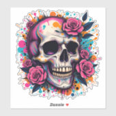 Graffiti Schedel & Rozen Sticker (Vel)