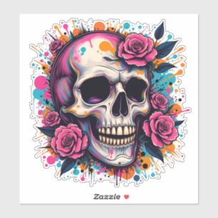 Graffiti Schedel & Rozen Sticker
