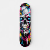 Graffiti Schedel Skateboard Deck Neon Straatkunst (Voorkant)