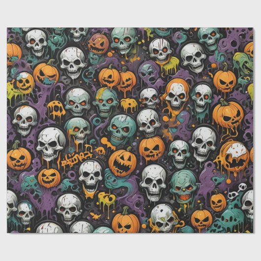 Graffiti schedels cadeaupapier (Vlak)