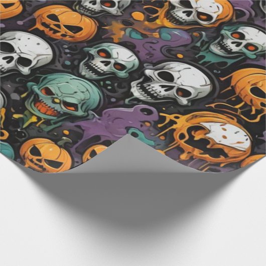 Graffiti schedels cadeaupapier (Hoek)