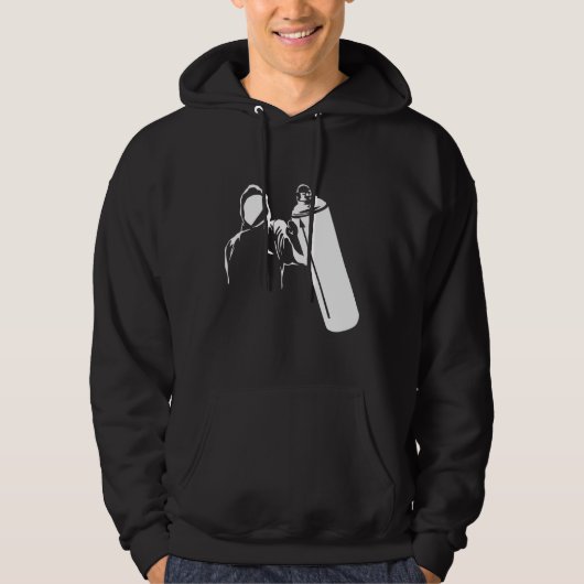 Graffiti-schrijver met spray kan stencil hoodie (Voorkant)